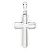 Edge Lines Latin Cross Pendant Sterling Silver Polished QC11114, MPN: QC11114, 191101768347