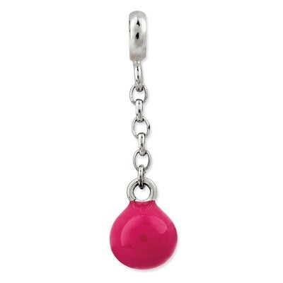 Hot Pink Enamel Bead 1 2 Dangle Enhancer Sterling Silver QN117, MPN: QN117, 191101278891