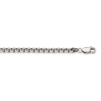 18 Inch 3.6mm Antiqued Round Box Chain Sterling Silver QFC216-18, MPN: QFC216-18, 883957851495