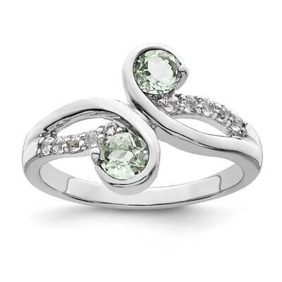 .69T.W. Green Quartz &amp; White Topaz Swirl Ring Sterling Silver Rhodium-Plated QR7413AG, MPN: QR7413A…