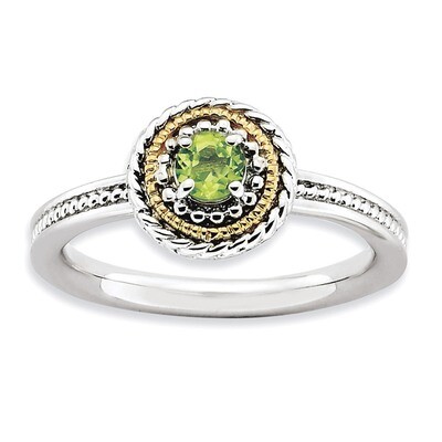 14k Gold Peridot Ring - Sterling Silver QSK921, MPN: QSK921, 886774230023