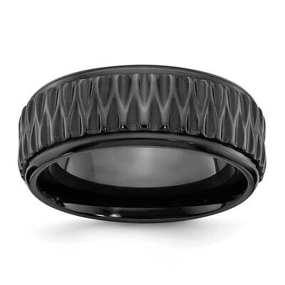 Grooved 8mm Band Black Zirconium Polished ZCR102-10, MPN: ZCR102, 191101876899