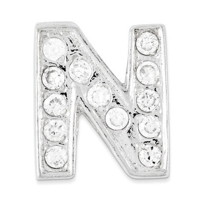 CZ Initial N Charm Sterling Silver QC6527N