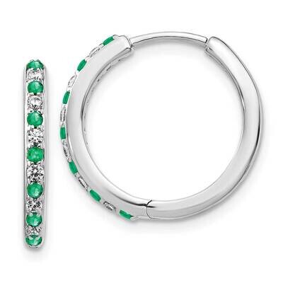 Emerald Hinged Hoop Earrings 14k White Gold Diamond EM5607-EM-020-WA, MPN: EM5607-EM-020-WA, 191101…