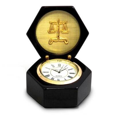 Legal Lacquered Black Wood Quartz Clock in Box GM21476, MPN: GM21476, 797140187769