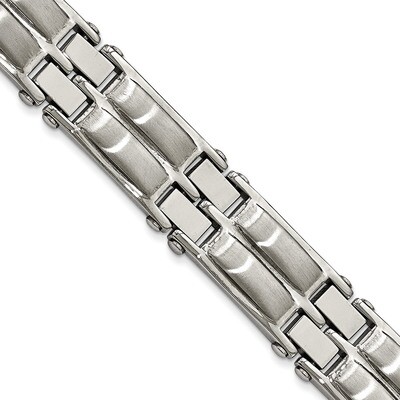 Brushed 8.5 Inch Link Bracelet Stainless Steel Polished SRB2001-8.25 by Chisel, MPN: SRB2001-8.25, …