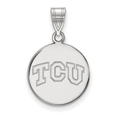 Texas Christian University Medium Disc Pendant 10k White Gold 1W037TCU, MPN: 1W037TCU, 886774786483