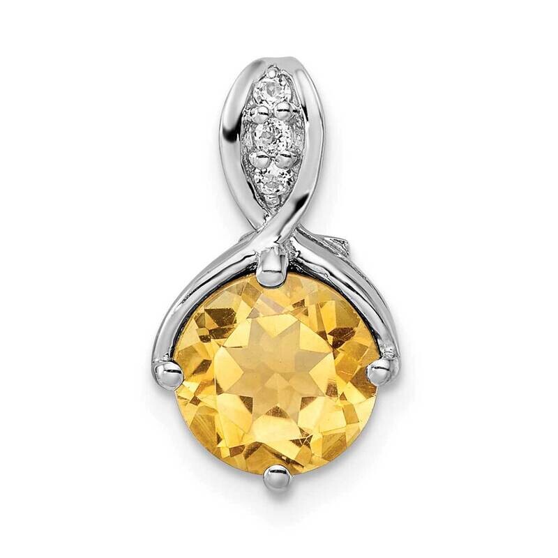 Circle 2.29T.W. Citrine White Topaz Pendant Sterling Silver Rhodium-Plated QP5709CI, MPN: QP5709CI,