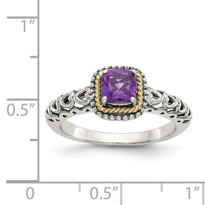 Amethyst Ring Sterling Silver &amp; 14k Gold QTC730, MPN: QTC730, 883957409214
