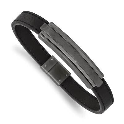 Polished Gunmetal Ip Black Rubber 8.5 Inch Bracelet Stainless Steel Brushed SRB2665-8.5, MPN: SRB26…