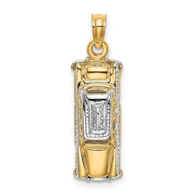 3-D Taxi Cab with Moveable Tires Charm 14k Gold Rhodium K9349, MPN: K9349, 637218111503