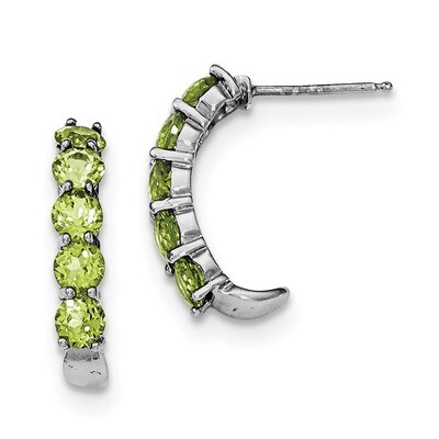 Peridot J-Hoop Earrings Sterling Silver Rhodium-plated QE12614PE, MPN: QE12614PE, 191101039133