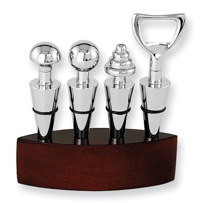 Wooden Holder Set of Four Wine Stoppers GP3430