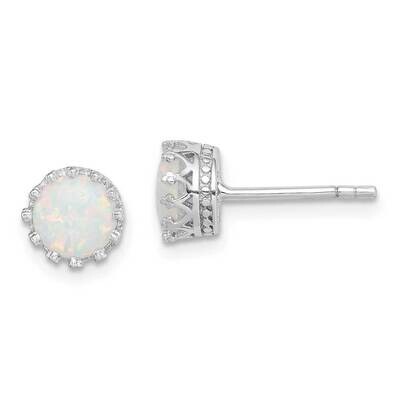6mm Polished Created Opal Post Earrings Sterling Silver Rhodium-plated QE15345, MPN: QE15345, 88677…