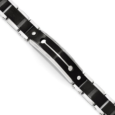 Brushed and Polished Black IP-plated 8.5 Inch Bracelet - Stainless Steel SRB1751-8.5 by Chisel, MPN…