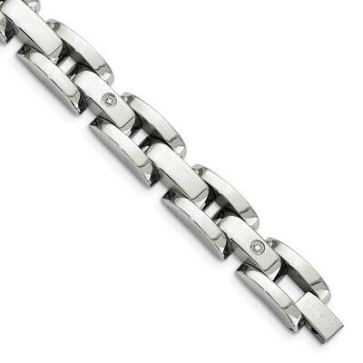 14k Gold White Gold Accents &amp; Diamonds 8.5 Inch Bracelet Stainless Steel SRB415-8.5 by Chisel, MPN:…