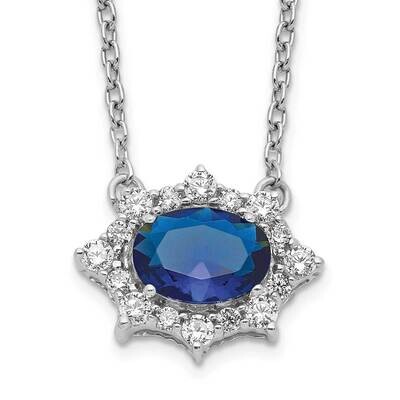 Diamond and Oval Sapphire 18 Inch Necklace 14k White Gold PM4028-SA-025-WA-18, MPN: PM4028-SA-025-W…