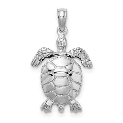 Moveable Sea Turtle Charm 14k White Gold 3-D C2545W, MPN: C2545W, 637218126576