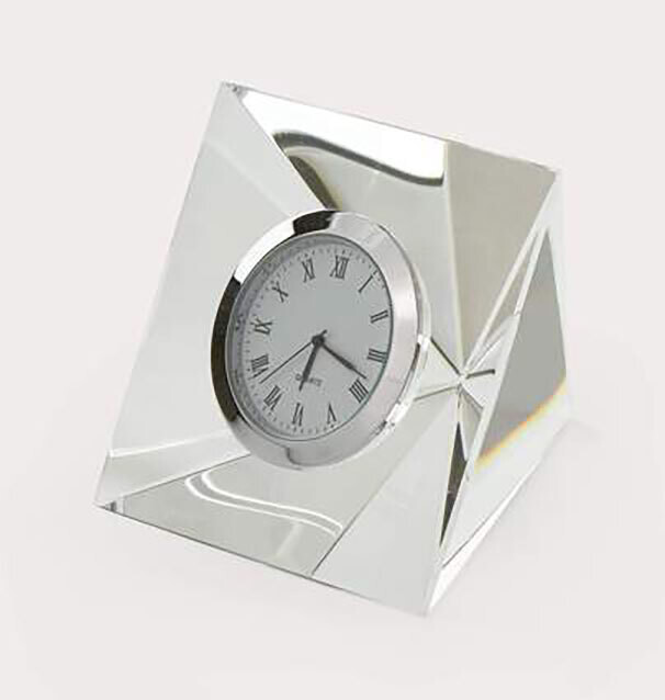 Tizo Crystal Glass Pyramid Clock PH269CL - HomeBello