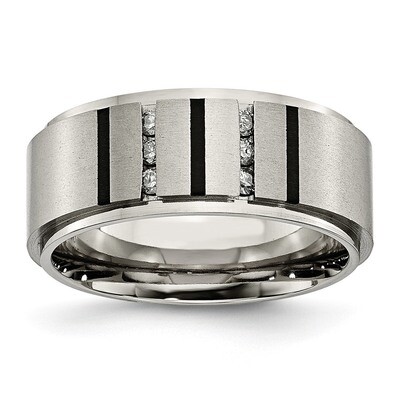 Polished Brushed Ip-Plated 0.15Ct. Diamond 9mm Band Titanium TB436A-10