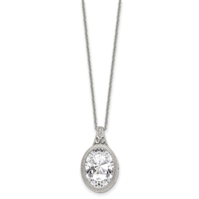Oval Crystal Necklace Stainless Steel SRN1328-18 by Chisel, MPN: SRN1328-18, 191101382505