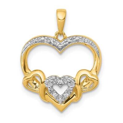 .03Ct. Diamond Heart with Three Smaller Hearts Pendant 14k Gold PM4913-003-YA, MPN: PM4913-003-YA, …