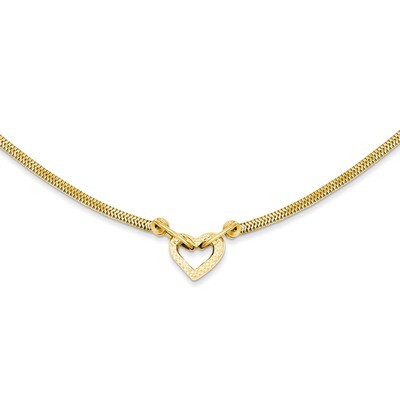 Fancy Franco Diamond Cut Puff Heart 2in Ext Necklace 16 Inch 14k Gold SF2005-16, MPN: SF2005-16, 19…