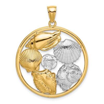 Shell Cluster In Round Frame Charm 14k Gold Rhodium K9384, MPN: K9384, 637218134427