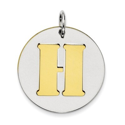 Initial H Double Plate Round Charm Sterling Silver QC7910H, MPN: QC7910H,