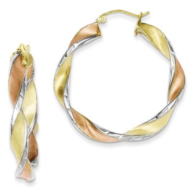 Yellow and Rose Vermeil Twisted Hoop Earrings Sterling Silver QE8443, MPN: QE8443, 883957575391