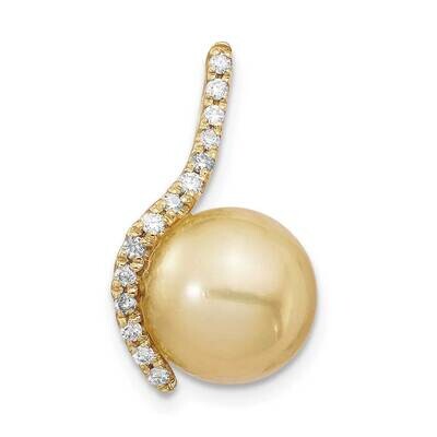 10-11mm Golden Saltwater Cultured South Sea Pearl .125ct Dia Pendant 14k Gold XF745, MPN: XF745, 88…