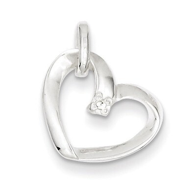 Heart with Diamond Pendant Sterling Silver QP2771, MPN: QP2771, 883957581460