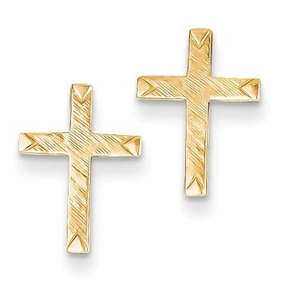 Brushed Finish Cross Earrings 14k Gold REL174, MPN: REL174, 886774750552