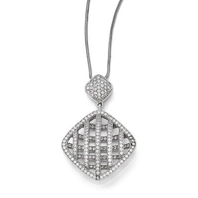 Necklace Sterling Silver &amp; Cubic Zirconia Polished QMP125-18, MPN: QMP125-18, 883957044392