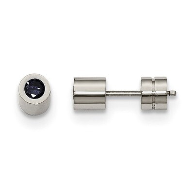 Black CZ Polished Post Earrings Stainless Steel SRE994 by Chisel, MPN: SRE994, 191101009952