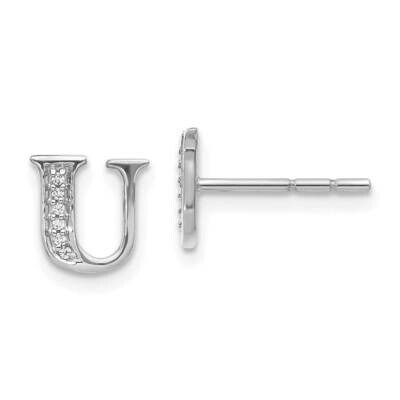 Initial U Earrings 14k White Gold Diamond EM4170U-004-WA, MPN: EM4170U-004-WA, 883957379920
