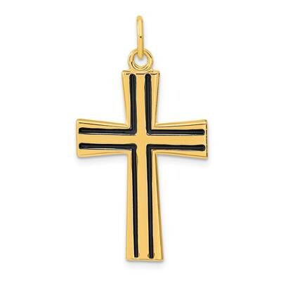 Polished Enameled Cross Pendant Sterling Silver Gold-Plated QC11119, MPN: QC11119,