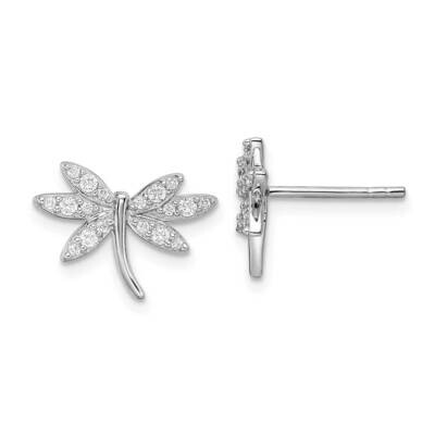 CZ Diamond Dragonfly Post Earrings Sterling Silver Rhodium-Plated QE16549, MPN: QE16549, 1969041660…