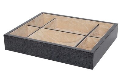 Tizo Simple 6 Sectional Shagreen Black Platter Tray, MPN: NC117BKTY,