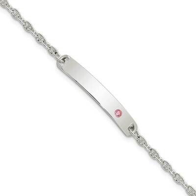 Childrens Id with Pink CZ Diamond Bracelet Sterling Silver Polished QID232-5.5, MPN: QID232-5.5, 19…