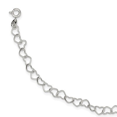 6inch Polished Fancy Heart Link Bracelet 6 Inch Sterling Silver QH320-6, MPN: QH320-6, 191101856174