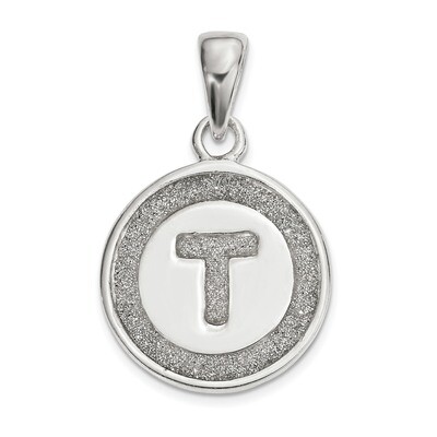 Letter T Circle Pendant Sterling Silver Glitter Enamel  QC9180T, MPN: QC9180T, 886774099941