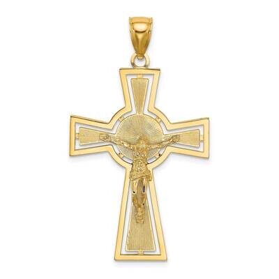 Crucifix with Center Circle Charm 14k Gold Cut-out K8440, MPN: K8440, 637218164370