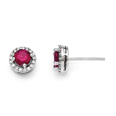 Red Corundum Polished Earrings Sterling Silver &amp; Cubic Zirconia QMP1342, MPN: QMP1342, 886774578330