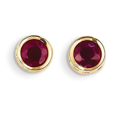 5mm Bezel Ruby Stud Earrings 14k Gold XBE150, MPN: XBE150, 883957339726