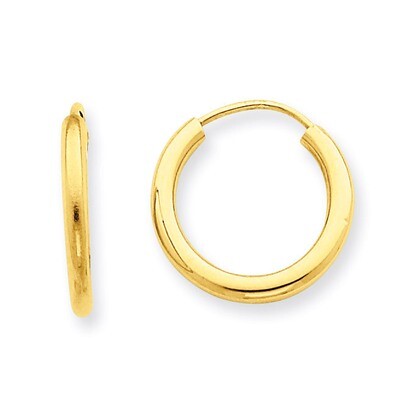 Round Endless 2mm Hoop Earrings 14k Gold Polished H977, MPN: H977, 883957900711