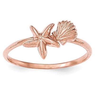 Polished Shell &amp; Starfish Ring 14k Rose Gold K5760, MPN: K5760, 191101458422