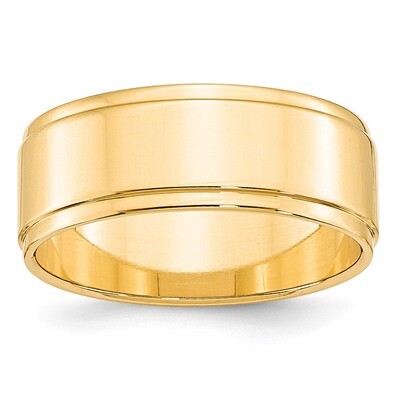 8mm Flat with Step Edge Band 14k Yellow Gold FLE080 Engravable, MPN: FLE080, 886774480855
