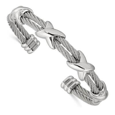 Cable Cuff Bangle Stainless Steel Polished SRB2935, MPN: SRB2935, 191101866029