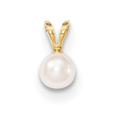 5-6mm Round White Saltwater Akoya Cultured Pearl Pendant 14k Gold XF486, MPN: XF486,